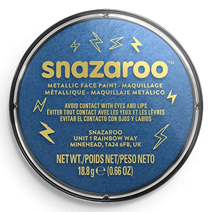 Snazaroo Metallic Face and Body Paint, 18.8g Pot, Electric Blue | Non-Toxic Hypoallergenic, Safe, Washable, Face & Body Paint for Halloween, Cosplay Costumes, Dress Up, Parties and Festivals - color: Electric Blue, style: 18.8g (0.66-oz) Pot