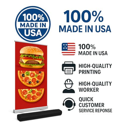 Custom Table Top Retractable Banner (11.5" × 17.5") – Mini Roll Up Display with Aluminum Stand, Portable Small Pop Up Banner for Countertops, Events & Promotions - size: 11.5" × 17.5"