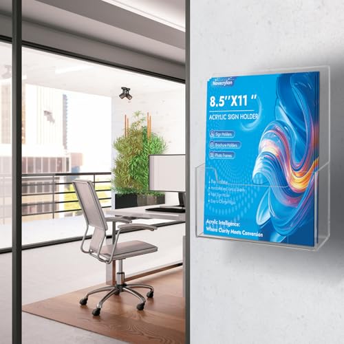Acrylic Brochure Holder 8.5x11, Clear Literature Display Stand - color: 4 Pack, size: 8.5*11 inch