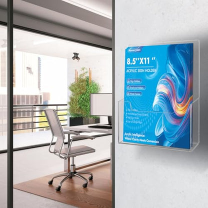 Acrylic Brochure Holder 8.5x11, Clear Literature Display Stand - color: 4 Pack, size: 8.5*11 inch