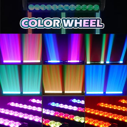 360° Moving Head DJ Lights 250W Beam Curtain & Strobe Stage Lights Bar 12x10W RGBW 4in1 DMX512/Sound/RDM Professional DJ Stage Props for Party Live Show Wedding - 1 Pcs