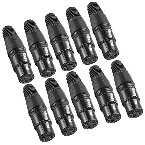 Neewer Micro Snake 3 Pin XLR Charger Connector 20pcs Audio Jack Microphone Connector with Charger Cable 10 Male and 10 Female Connectors Zinc Alloy - style: NC004A