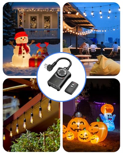 HBN Outdoor Remote Control Outlet, Waterproof Light Timer,1 Grounded Outlet - size: Remote-1 Outlet