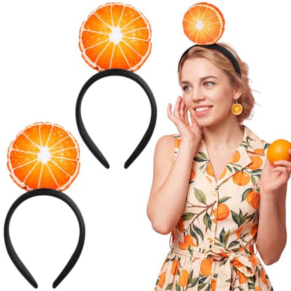 Knitgrip 2 Pcs Pickle Headband Funny Costume Accessories,Orange | Pickle Hats for Adults Women, Halloween Party Dress up, Novelty Headwear for Theme Events, Realistic Green Veggie Design - style: Orange
