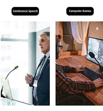 Podium Condenser Gooseneck Microphone,XLR Wired Connection for PC or Laptop with 3.5mm Adapter,Mute Button with LED Indicator,360° Adjustable Hose for Conferencing,Churches,Podcasting