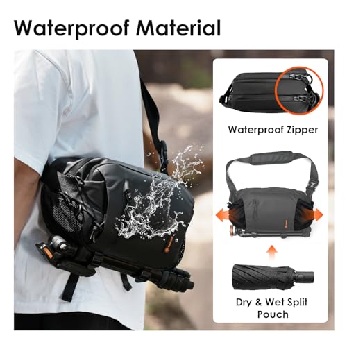 TARION Urban Camera Shoulder Sling Bag Compact 5.5L XProber | Expandable Wet/Dry Separation Pocket, Waterproof, Bottom Tripod Strap, for Mirrorless Cameras, Outdoor Photography - size: XProber (5.5 Liters)