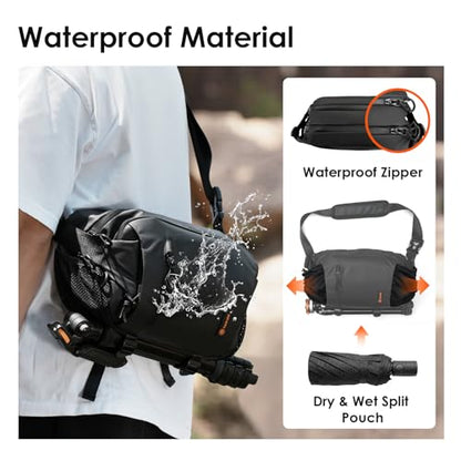 TARION Urban Camera Shoulder Sling Bag Compact 5.5L XProber | Expandable Wet/Dry Separation Pocket, Waterproof, Bottom Tripod Strap, for Mirrorless Cameras, Outdoor Photography - size: XProber (5.5 Liters)
