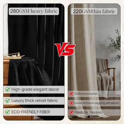 Black Velvet Curtains 63 inches for Living Room Luxury Room Darkening Noice Reducing Curtain Elegant Bedroom Thermal Insulated Modern Heavy Soft Soundproof Rod Pocket Window Drapes Set of 2 Panels - color: Black, size: 52"W x 63"L (Pack of 2)