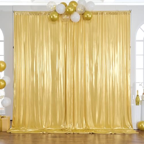 10x10ft Gold Backdrop Curtains Wedding Party Glitter Sequin Curtain Backdrop Fabric Shimmer Drapes Backdrop Bridal Baby Shower Birthday Christmas Photoshoot Background Photography 5x10FT，2 Panels - color: Gold, size: 10ft X 10ft(2 Panels 5ft X 10ft)
