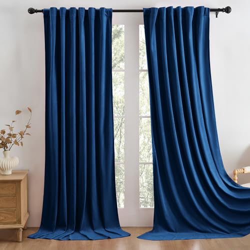 Manyshofu Navy Blue Velvet Curtains, 2 Panels Blackout 52x84 | Luxurious Velvet Feel, Thermal Insulated Noise Reducing, Dual Back Tab And Rod Pocket Hanging, Machine Wash Fade-Resistant - color: Navy Blue, size: 52"W x 84"L (Pack of 2)