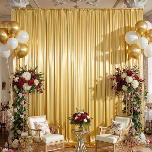 10x15FT Gold Sequin Backdrop Curtain Double Sided | 2 Panels 5ft(W) x 15ft(H) Wrinkle Free Shimmer Back Drop Cloth, Glitter Backdrop Drapes for Photography, Birthday, Wedding - color: Gold, size: W5' x H15'(2 panels)