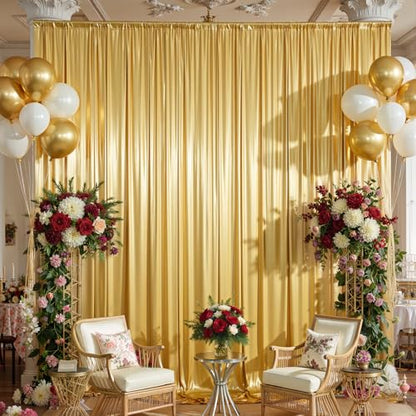 10x15FT Gold Sequin Backdrop Curtain Double Sided | 2 Panels 5ft(W) x 15ft(H) Wrinkle Free Shimmer Back Drop Cloth, Glitter Backdrop Drapes for Photography, Birthday, Wedding - color: Gold, size: W5' x H15'(2 panels)
