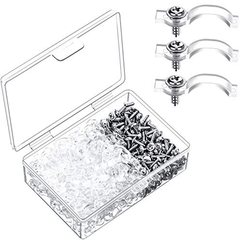 Boao 200 Pack LED Strip Light Mounting Clips Brackets Fixing Clips One Side | LED Light Clamps with Screws, for 10 mm Wide