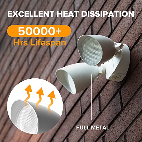 UME 2-Packs 2500 Lumen 32 Watt 28 LED Dual-Head Floodlight Outdoor, Full Metal Design, Waterproof Exterior Security Wall Light for Patio, Garden, Yard-White - color: White