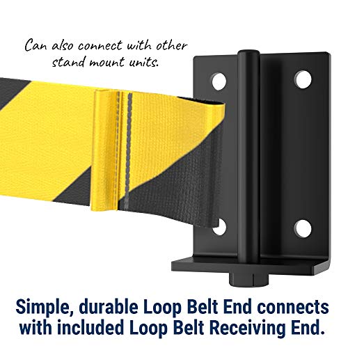 WM6500 Series Extra Long Span 65' Wall Mounted Retractable Belt Barrier w/Pivoting Wall Mount and Loop Receiving End, Yellow Belt - color: Yellow Belt