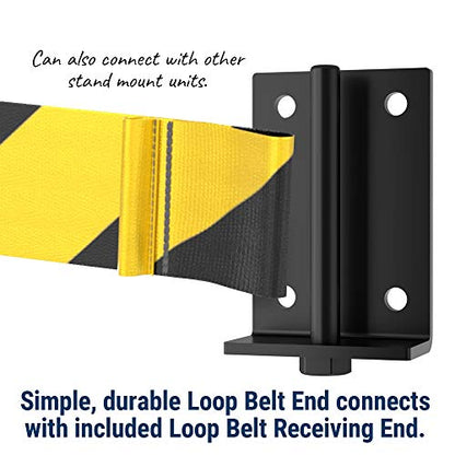 WM6500 Series Extra Long Span 65' Wall Mounted Retractable Belt Barrier w/Pivoting Wall Mount and Loop Receiving End, Purple Belt - color: Purple Belt
