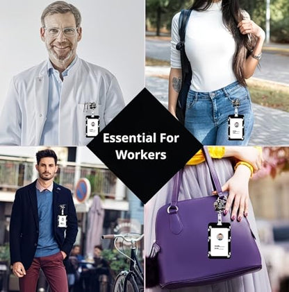 4 Pcs Cool Nurse Retractable Badge Reel Holders – Clip-On ID Badge Holders with Keyring & 24” Cord Extension – Fun Animal Nurse & Office Badge Reels for Teachers, Students & Professionals