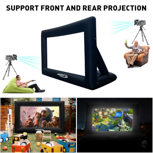 Inflatable Projector Screen, 16FT Blow Up Movie Screen Outdoor Projector, Easy Set Up One-piece Design Front & Rear Projection with Air Blower for Outside Backyard Family Movie Night Pool Party - size: 16FT