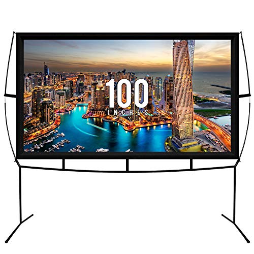 Portable Projector Screen - 100 Inch Projector Screen with Stand - Outdoor and Indoor Projector Screen for Movie Nights, Home Theatre, and Presentations - Front and Rear Projection Screen - size: 100 Inches
