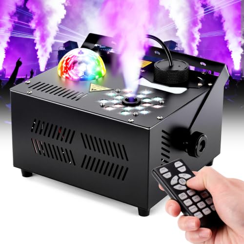 Hakuta 1500W Vertical Fog Machine with 18 LED Lights, Disco Ball