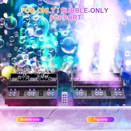 2000W Fog Machine, 3 in 1 Fog Bubble Machine with 2 Bubble Fans, 7 CH RGB 18 LED Lights Smoke Bubble ALL IN 1 Machine, Fog Machine for Party, Wedding, Festival, Birthday, 4 PACK - color: 4 PACK