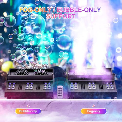 2000W Fog Machine, 3 in 1 Fog Bubble Machine with 2 Bubble Fans, 7 CH RGB 18 LED Lights Smoke Bubble ALL IN 1 Machine, Fog Machine for Party, Wedding, Festival, Birthday, 4 PACK - color: 4 PACK