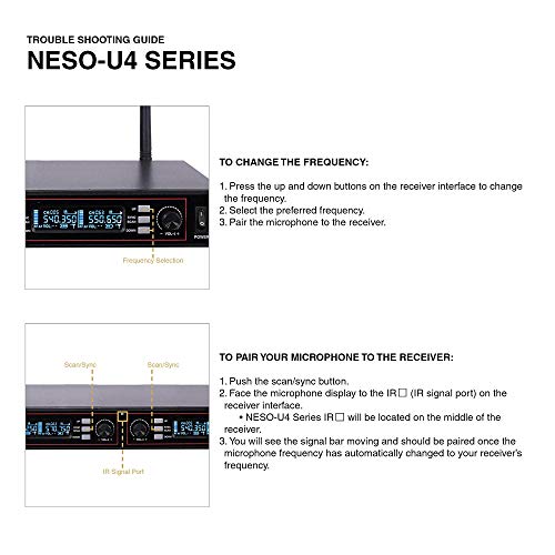 Sound Town 200-Channel Rack Mountable Professional Adjustable UHF Wireless Microphone System with Metal Receiver and 4 Handheld Mics (NESO-U4HH) - color: Matte Black
