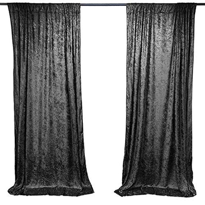 AK TRADING CO. 10 feet x 10 feet Lush Velvet Backdrop Drapes Curtains Panels with Rod Pockets - Wedding Ceremony Party Home Window Decorations - Black - color: Black