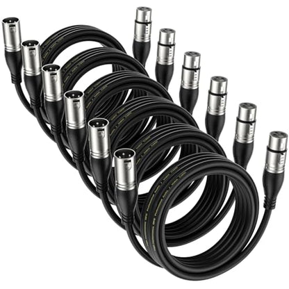 EBXYA XLR Cable 25ft 6 Packs Microphone Cable with 3-Pin XLR Male to Female | Balanced, Professional Shielded, for Mic, Mixer, Speaker Systems, Radio Station and Podcast, Black - color: Black, size: 25 Feet-6 Pack