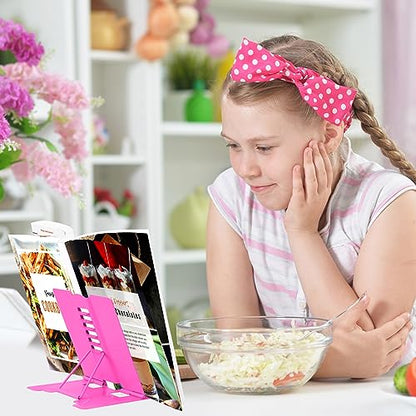 Honagu Small Book Stand Book Holder Metal Desk Book Stand for Reading Hands Free, Adjustable Cookbook Documents Holder, Portable Bookstand for Music Books, Textbook, Recipe, Tablet, Ipad (Rose Red) - color: Rose Red