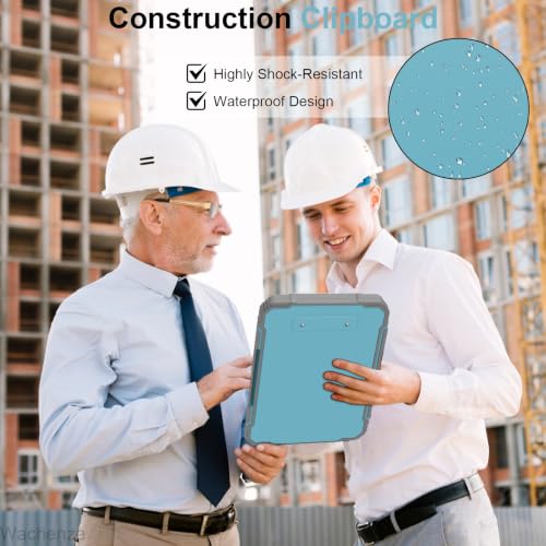 Clipboard, Clipboard with Storage, Heavy Duty Clip Boards 8.5x11, Protective Over Molded Edge, Plastic Clipboards, Contractor Folder with Internal Pen Pouch for Driver (Light Blue) - color: Light Blue