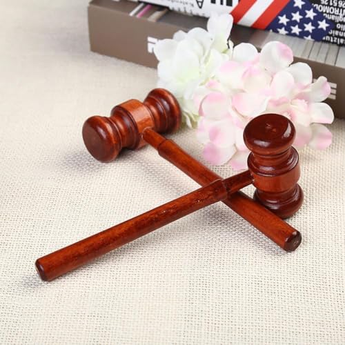 2Pcs Red Wood Judge Gavels Auction Court Gavels Wooden Judge Hammers Wood Hammer Props Judge Costume Accessories for Lawyer Courtroom 3.2 x 6.7 x 17.4 cm，Desk Accessories and Workspace Organizers