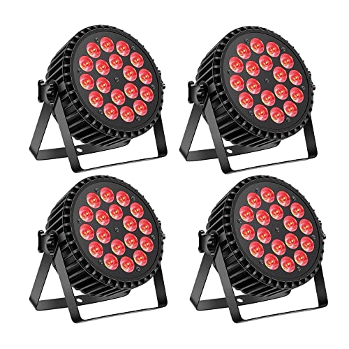 U`King Stage Par Lights, 18X12W RGBW 4-in-1 LED DJ Par Can Lights by DMX Control and Sound Activated Uplighting for DJ Disco Club Festival Wedding Party Church Stage Lighting -4 Pack - size: 4 Packs