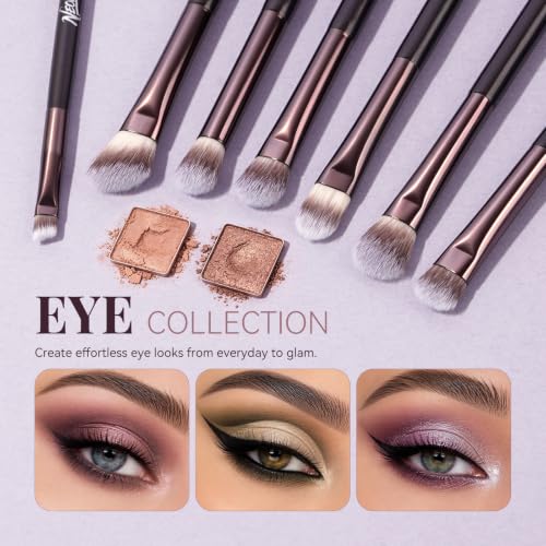 14 PCS Professional Makeup Brushes Set with Travel Cosmetic Bag（Brown） | Luxe Soft Synthetic Face & Eye Makeup Brush Kit for Foundation, Powder, Blush, Concealer, Eyeshadow, Contour, Eyebrow - color: 14PCS-0-Brown