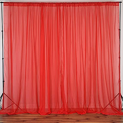 Fire Retardant Resistant, Sheer Voile Chiffon Fabric Draping Panels | Voile Fabric - 120" Wide | Use for Backdrop Curtain (1 Panel Seamless 10 Feet Wide x 8 Feet Long, Red) - color: Red, size: 1 Panel Seamless 10 Feet Wide x 8 Feet Long