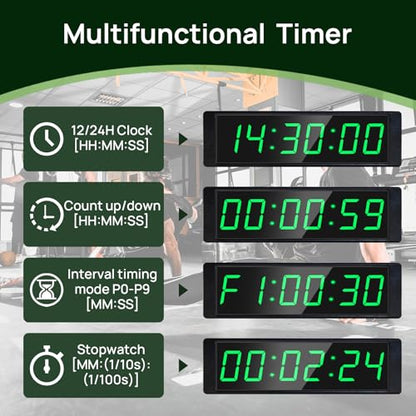 YZ Gym Timer Clock for Home Gym, Fitness Timer with Stopwatch, Large Digital Stopwatch Countdown Clock, 12/24H Digital Wall Clock, with Stand - style: Rechargeable (with stand)