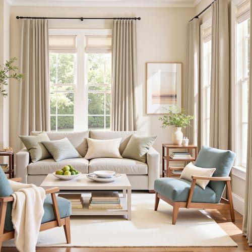 Beige Velvet Curtains Neutral Rod Pocket 52×96 Inch 2 Panels | Soft Velvet, Room Darkening, For Bedroom & Living Space, Light Shifting Texture, Elegant Drape, Cozy - color: R | Beige, size: 52"W x 96"L (Pack of 2)