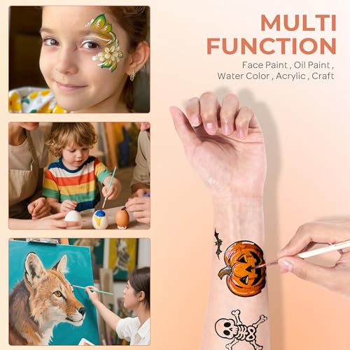 Nicpro 7pcs Face Paint Brush Set,Aesthetic Pastel Face & Body Paint Brushes | Artist Paintbrushes for Acrylic Watercolor Oil Gouache, Professional Painting Brushes for Halloween Cosplay Party Makeup Kit - color: Pastel