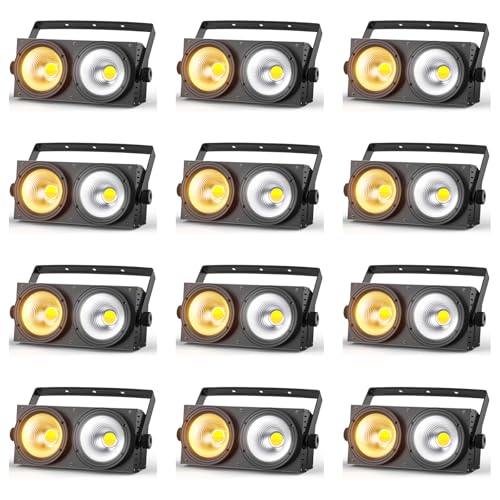 200W Blinder Stage Lights, 2-in-1 Warm & Cool White COB Spotlights, LED Par Lights with Auto/Sound/DMX/Master-Slave Audience Light for Events Wedding Theater Church Concert Party 12 Packs - size: 12Packs