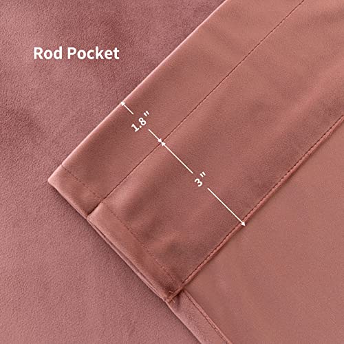 PLEASANT BOULEVARD Canyon Rose Pink Velvet Curtains 63 inch Long Heavyweight Blackout Curtains Rod Pocket Thermal Insulated Darkening Window Drapes for Bedroom Living Room, W52 x L63, 2 Panels - color: Canyon Rose, size: 52"W x 63"L (Pack of 2)