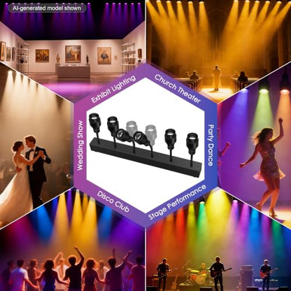 LED Pinspot Lights,160W 6PC RGBW 4IN1 LED Stage Pinspot Light Bar 15°~60° Manual Zoom Disco Ball Pin Spot Lights DMX Sound Activated Spotlight for Party Wedding Church Stage DJ Club Bar