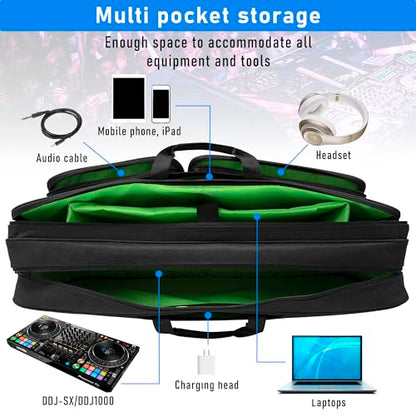 AKOZLIN Multi-layer Controller Gig Bag Padded Mixer Carry Case Fits for Pioneer RX/NI Traktor Kontrol S8/DDJ SX SX2 SX3/DDJ 800/DDJ FLX6/DDJ 1000 1000SRT/Denon MC7000 - size: 28.4"X16.5"X 5.9" for DDJ SX/1000