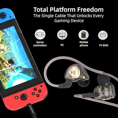 HJX QKZ AK6 SRS Wired IEM for Gaming Earbuds with MIC, in Ear Monitor Headphones, Deep Bass Sound, 1DD 11mm Dynamic Driver, IEM for Music Video Calling (Black) - color: Black