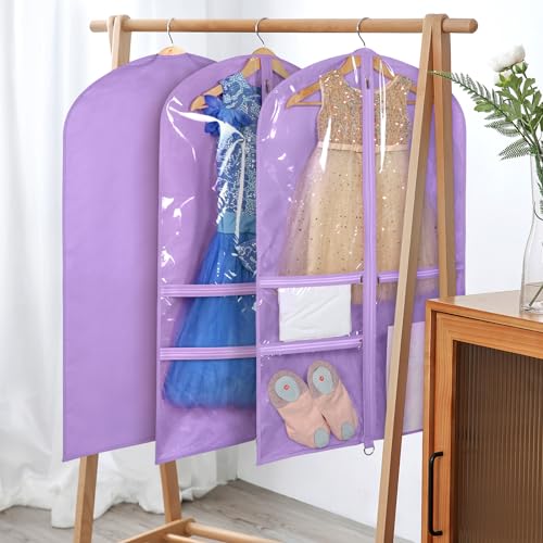 Univivi 40 Inch Dance Costume Garment Bags for Dancers, Purple, 4 Pack - color: Purple, size: 4 Pack