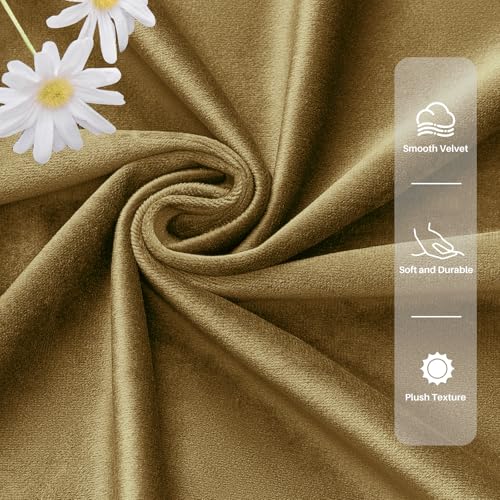 Gold Velvet Blackout Curtains 90 Inch for Bedroom Back Tab Drapes Luxury | Black Out, Soundproof, Super Soft Luxury Velvet, Dining Living Room, Room Darkening, Gold Brown, W52xL90, 2 Panels - color: Goldbrown, size: 52"W x 90"L (Pack of 2)
