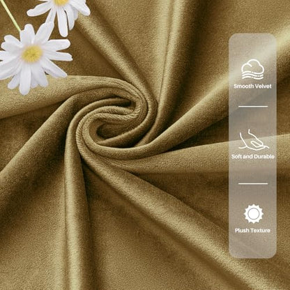 Gold Velvet Blackout Curtains 90 Inch for Bedroom Back Tab Drapes Luxury | Black Out, Soundproof, Super Soft Luxury Velvet, Dining Living Room, Room Darkening, Gold Brown, W52xL90, 2 Panels - color: Goldbrown, size: 52"W x 90"L (Pack of 2)