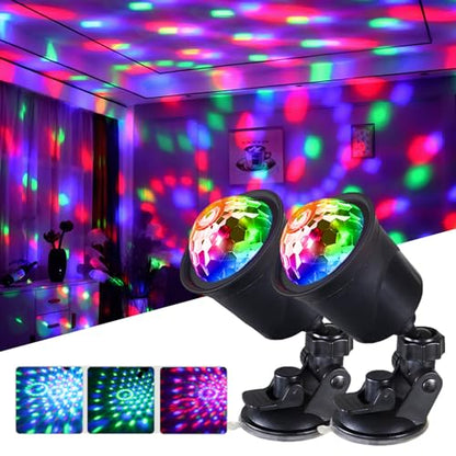 2-Pack Rechargeable Disco Ball Light Indoor Sound Activated Party Lights | Portable Party Lights Disco Ball Lights USB for Home Car Room Dance Gifts Birthday Karaoke Halloween Christmas Decorations