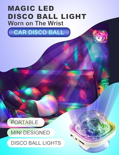 JICASTO Magic LED Disco Ball Light, Chargeable Portable Car Disco Ball Light Worn on The Wrist, Mini Sound Activated DJ Lights for Dance Parties, Bars & Karaoke - color: Yellow