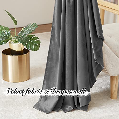 Pony Dance Dim Gray Velvet Blackout Curtains - Rod Pocket Back Tab Thick Plush Heavy Thermal Insulated Drapes for Living Room/Bedroom, 52Wx 84L, 2 Panels - color: Dim Gray, size: 52"W x 84"L (Pack of 2)