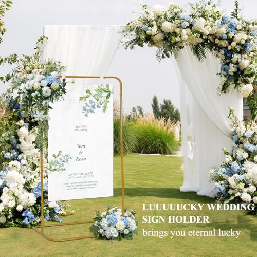 Adjustable Sign Holder, Heavy‑Duty Easel Stand, Wedding Sign Banner Stand for Wedding, Birthday, Baby Shower Events (Gold, M) - color: Gold, size: Flat-M